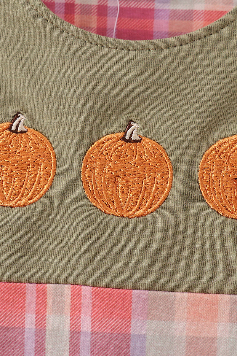 Pumpkin Embroidery Plaid Jon Jon