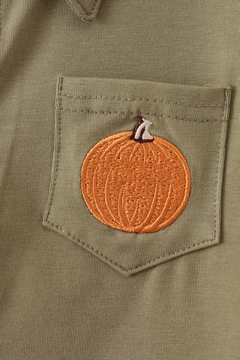 Pumpkin Embroidery Button Down Shirt