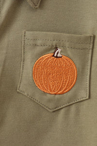 Pumpkin Embroidery Button Down Shirt