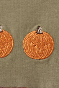 Pumpkin Embroidery Plaid Dress