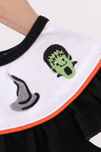 Pumpkin cat Embroidery Ruffle Bubble