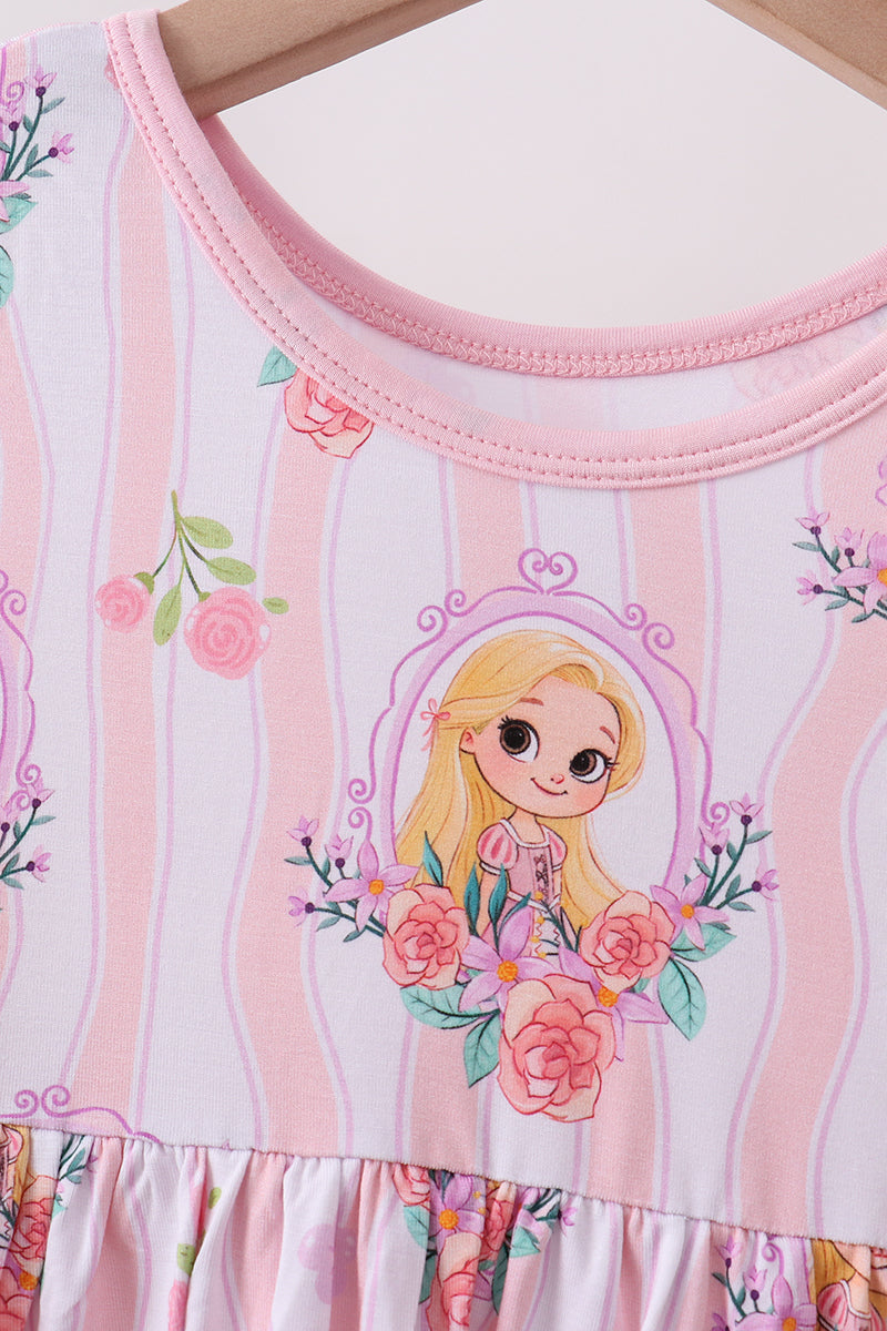 Princess floral stripe bamboo pants set