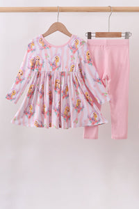 Princess floral stripe bamboo pants set
