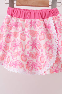 Pumpkin Bow Lace Skorts Set