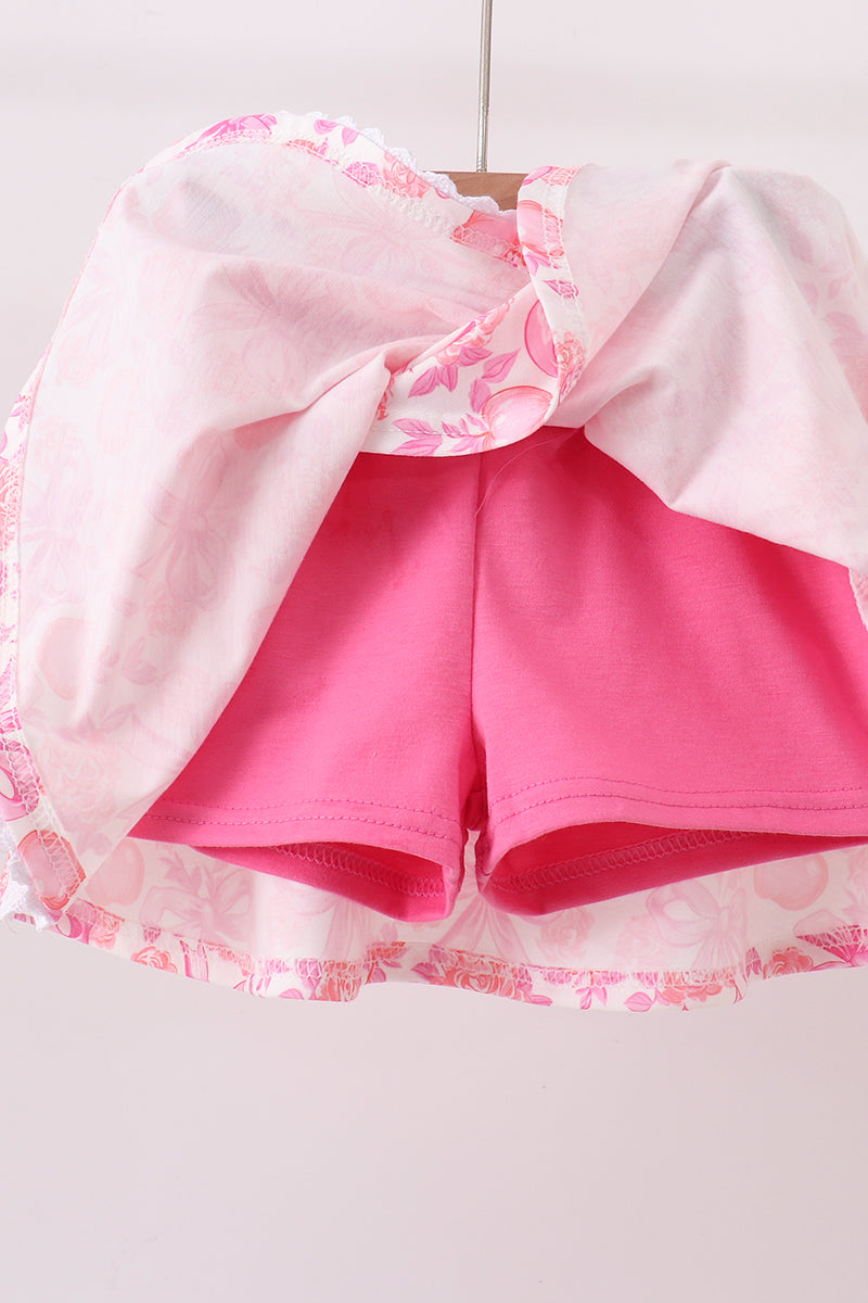 Pumpkin Bow Lace Skorts Set