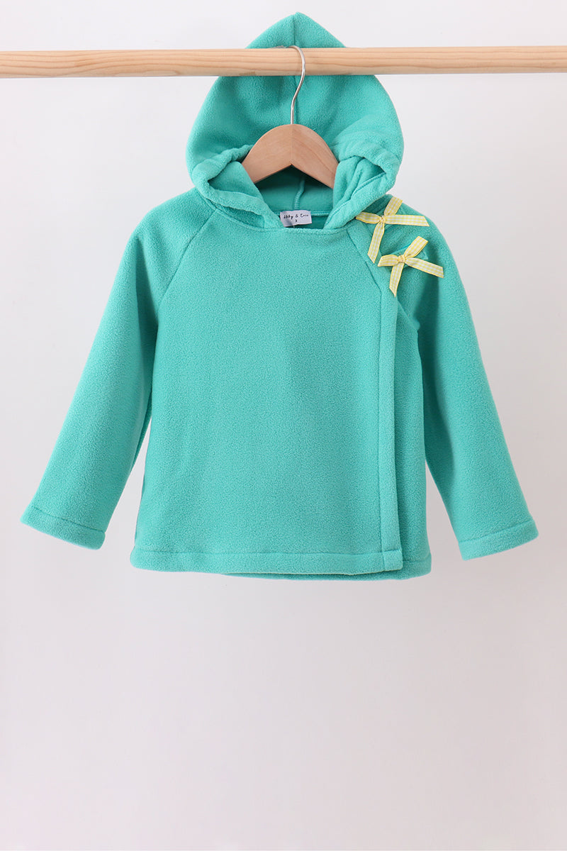 Fleece Bow Coat - Turquoise
