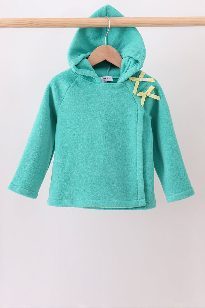 Fleece Bow Coat - Turquoise