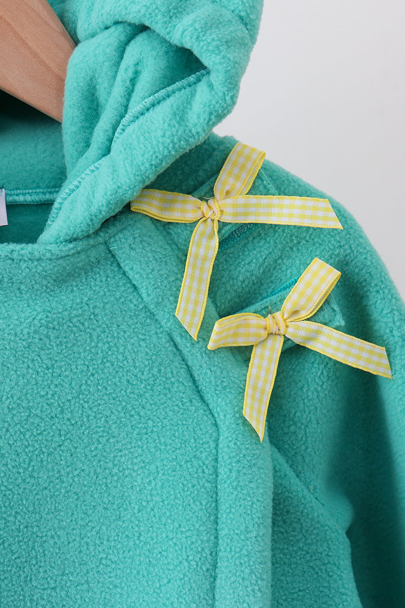 Fleece Bow Coat - Turquoise