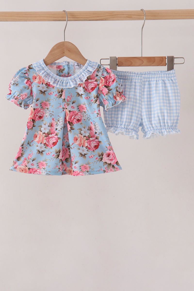 Rose floral ruffle bloomer set
