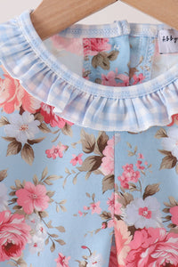 Rose floral ruffle bloomer set
