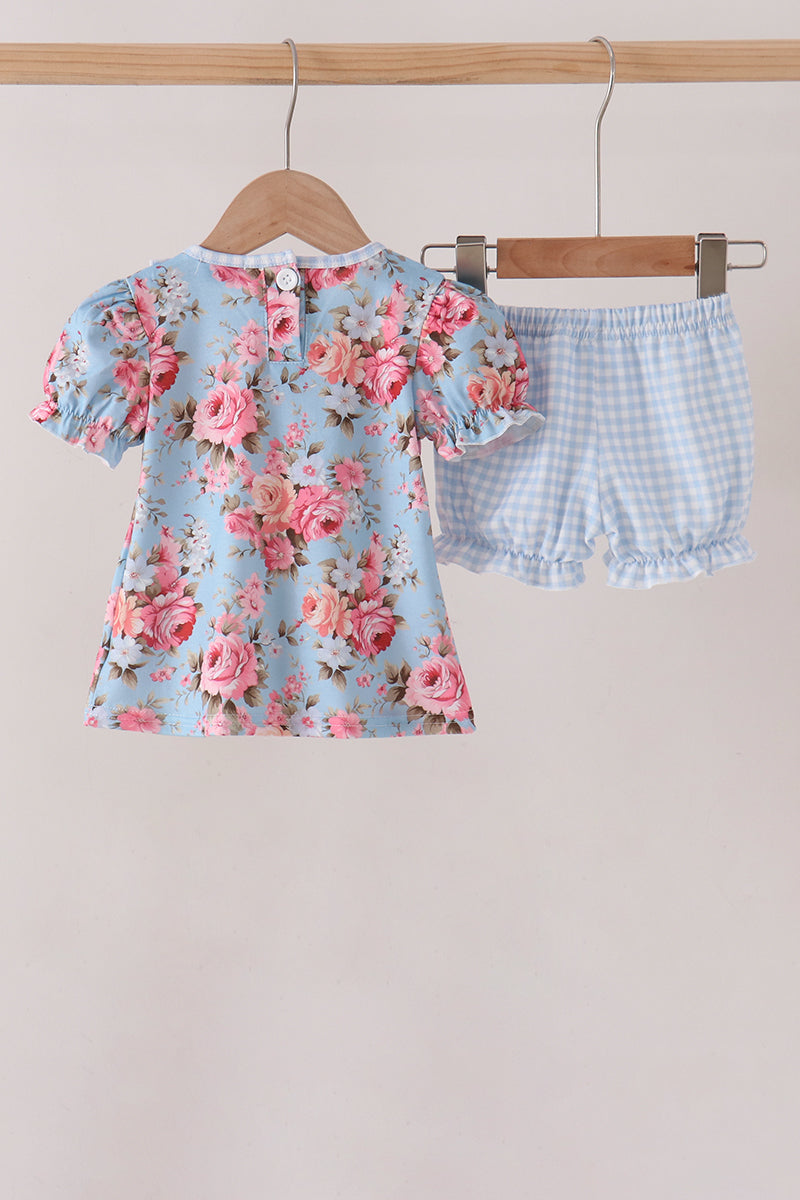 Rose floral ruffle bloomer set