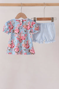 Rose floral ruffle bloomer set