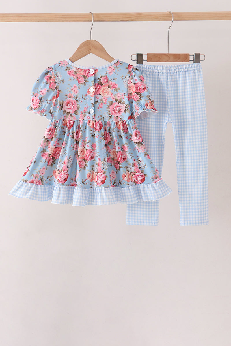 Rose floral ruffle pants set