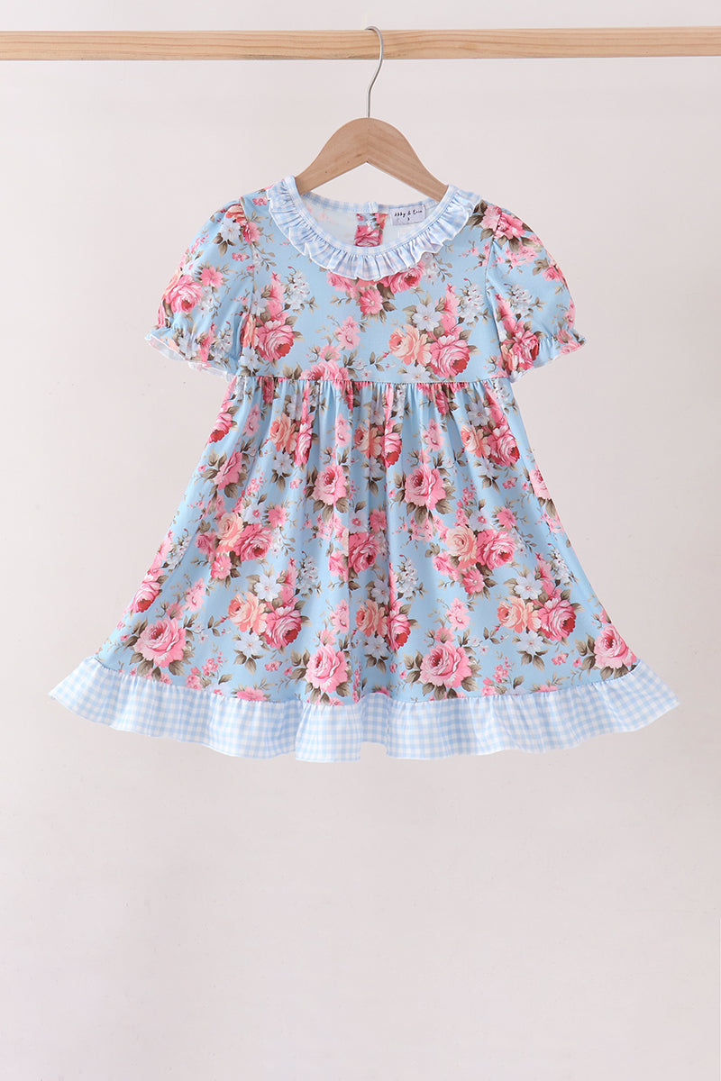 Rose floral ruffle dress