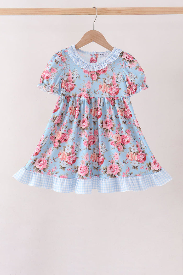 Rose floral ruffle dress
