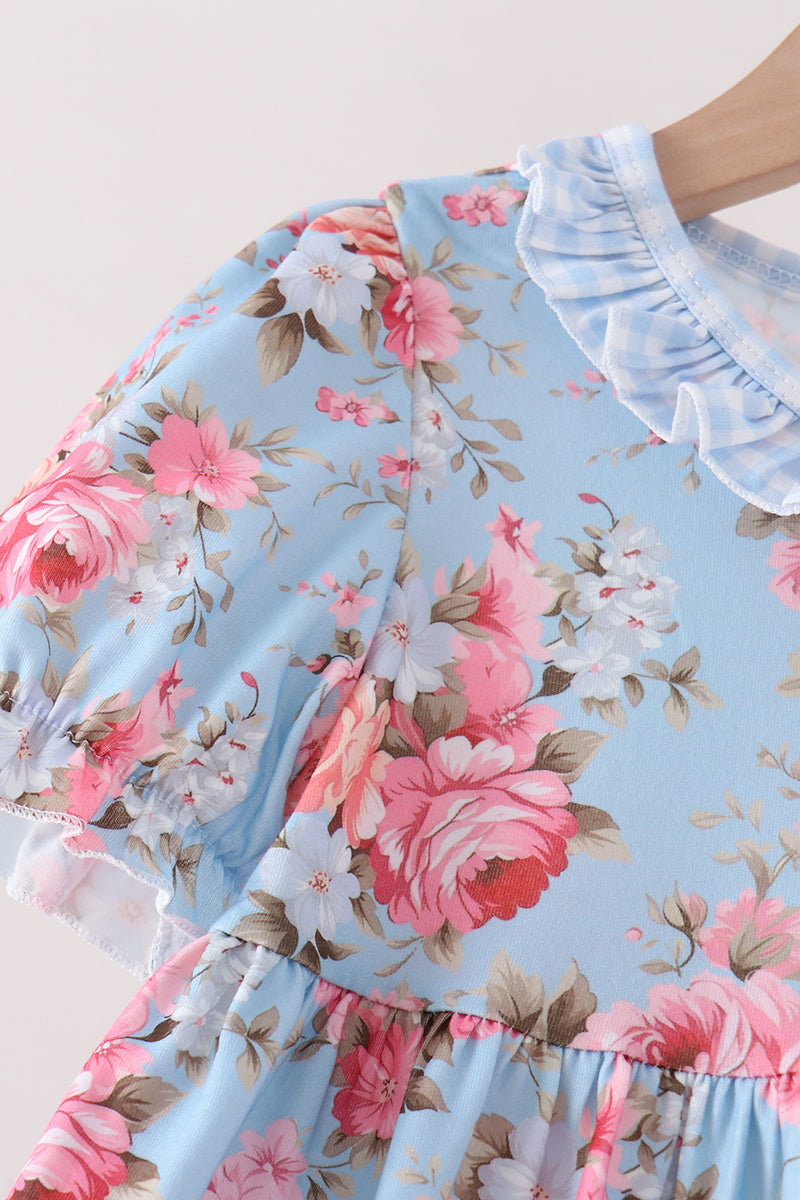 Rose floral ruffle dress