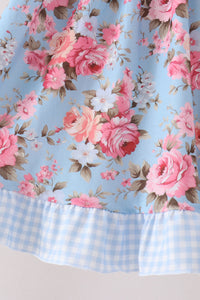 Rose floral ruffle dress