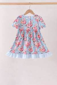 Rose floral ruffle dress