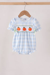 Pumpkin Embroidery Gingham Bubble