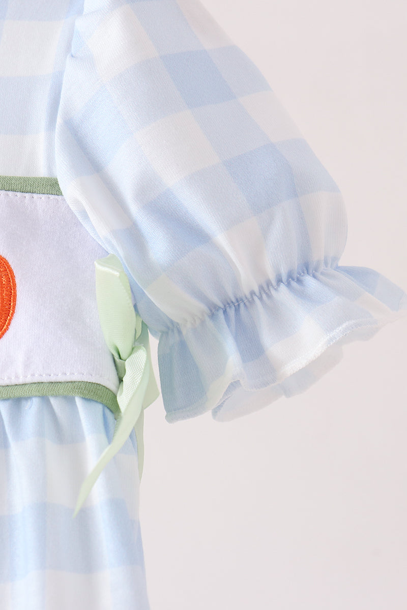 Pumpkin Embroidery Gingham Bubble