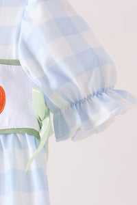 Pumpkin Embroidery Gingham Bubble