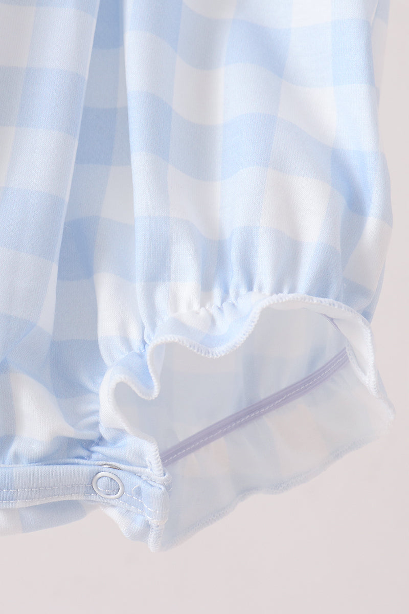 Pumpkin Embroidery Gingham Bubble