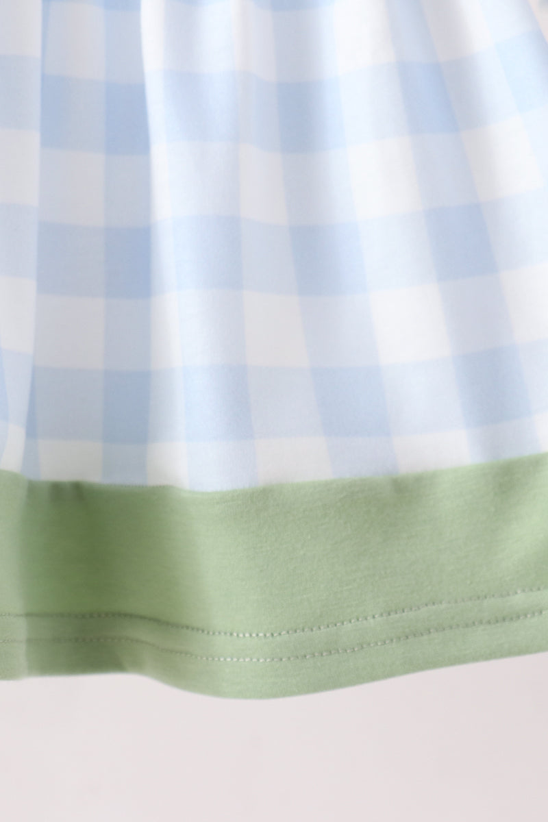 Pumpkin Embroidery Gingham Bloomer set
