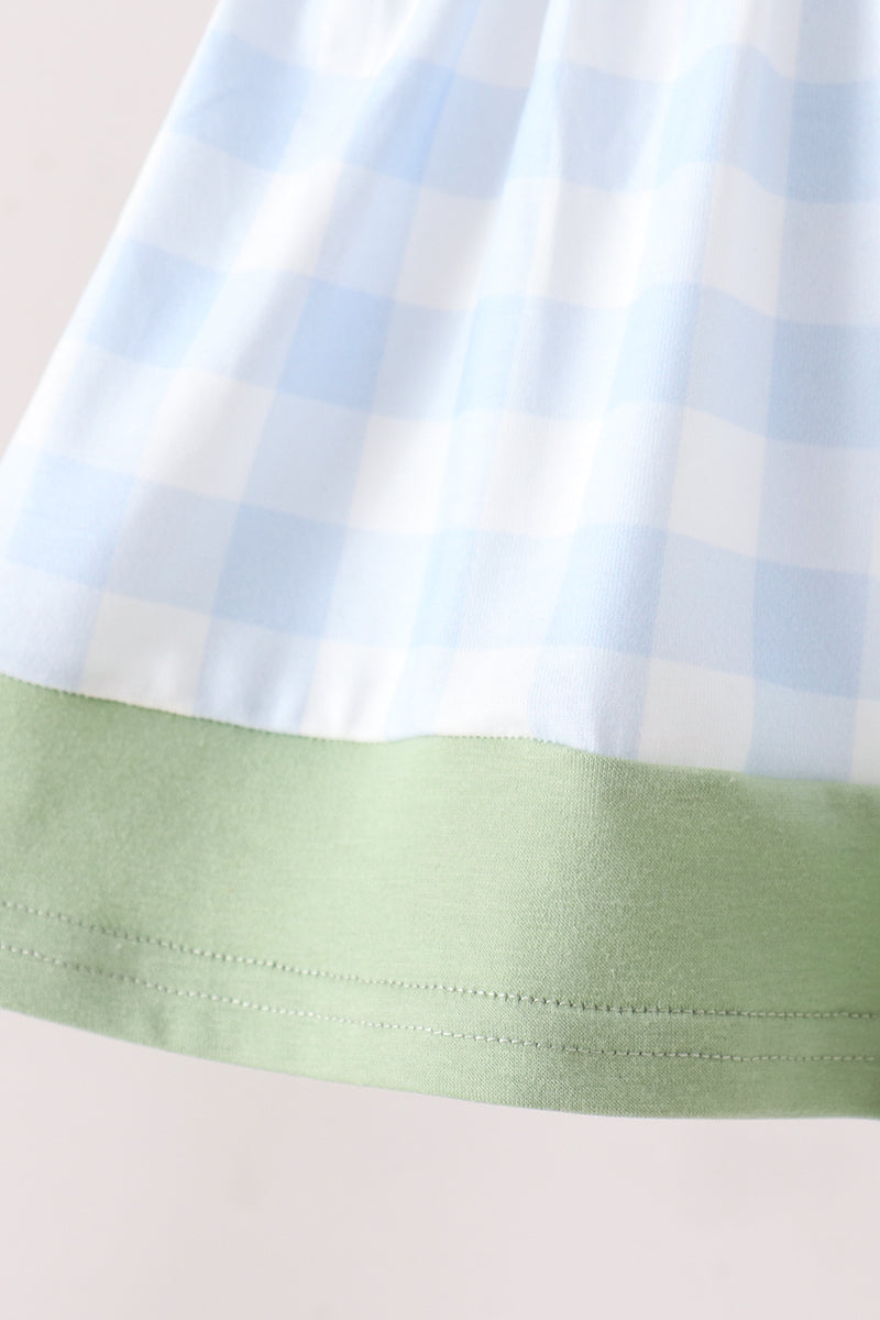 Pumpkin Embroidery Gingham Bloomer set