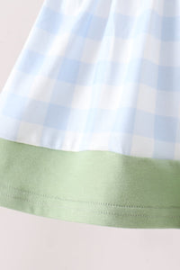 Pumpkin Embroidery Gingham Bloomer set