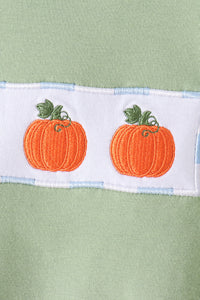Pumpkin Embroidery Gingham pants Set