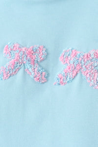 Blue bow french knot plaid skorts set
