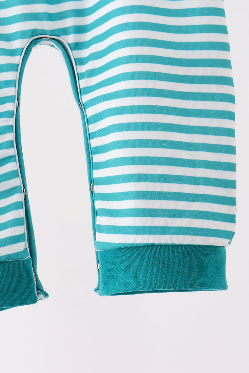 Christmas Tree Embroidery Stripe Romper