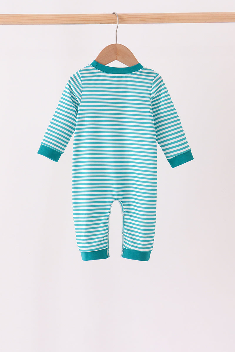 Christmas Tree Embroidery Stripe Romper