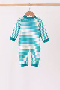Christmas Tree Embroidery Stripe Romper