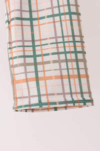 Pumpkin Embroidery Plaid pants set