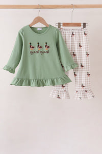 Duck Embroidery Ruffle Pants Set