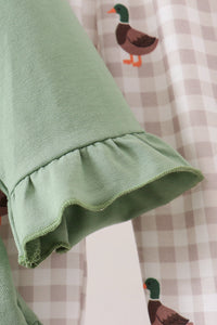 Duck Embroidery Ruffle Pants Set