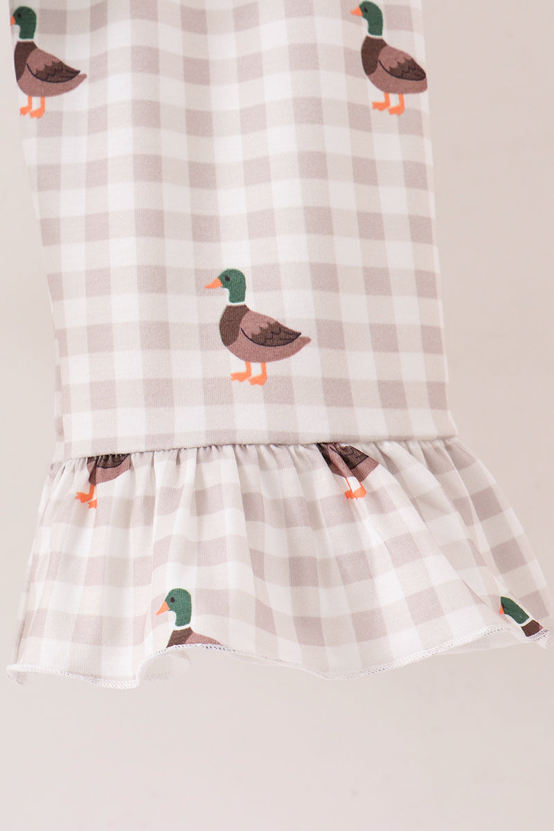 Duck Embroidery Ruffle Pants Set