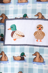 Mallard duck embroidery ruffle romper