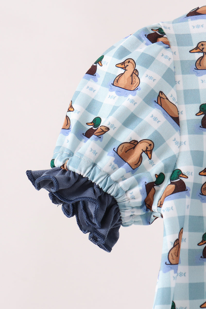Mallard duck embroidery ruffle romper