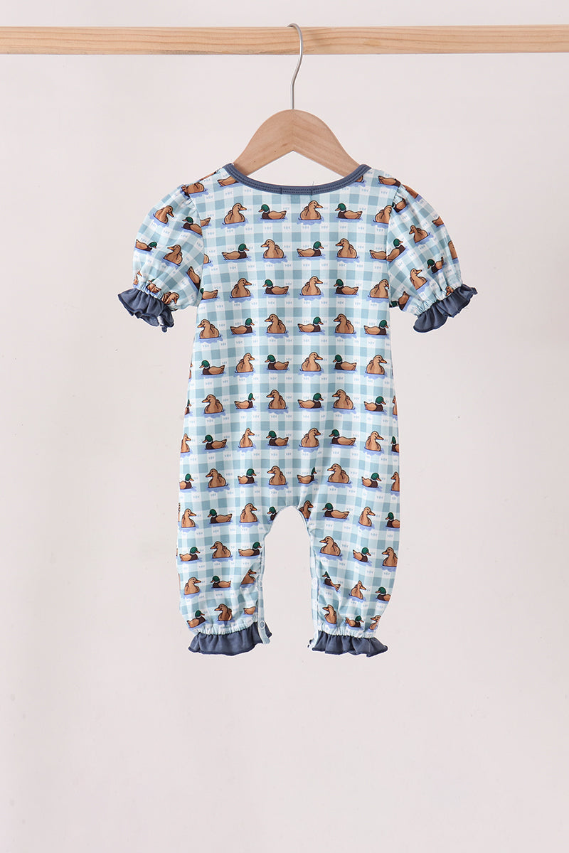 Mallard duck embroidery ruffle romper