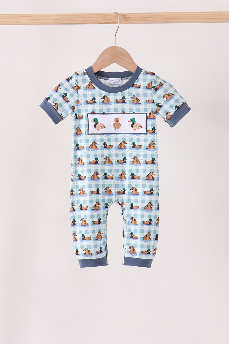 Mallard duck embroidery romper