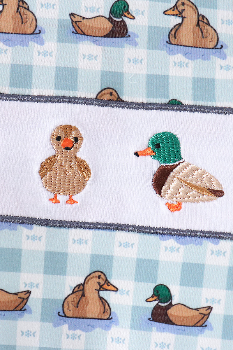 Mallard duck embroidery romper