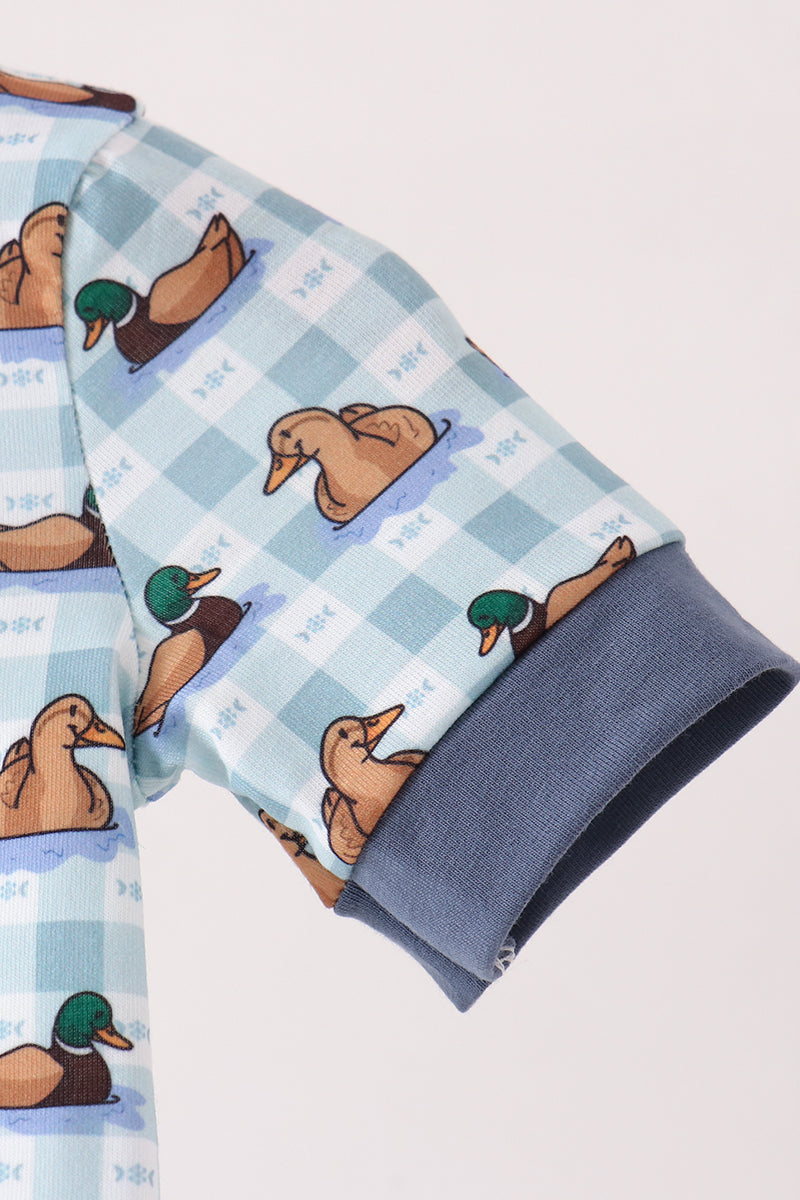 Mallard duck embroidery romper