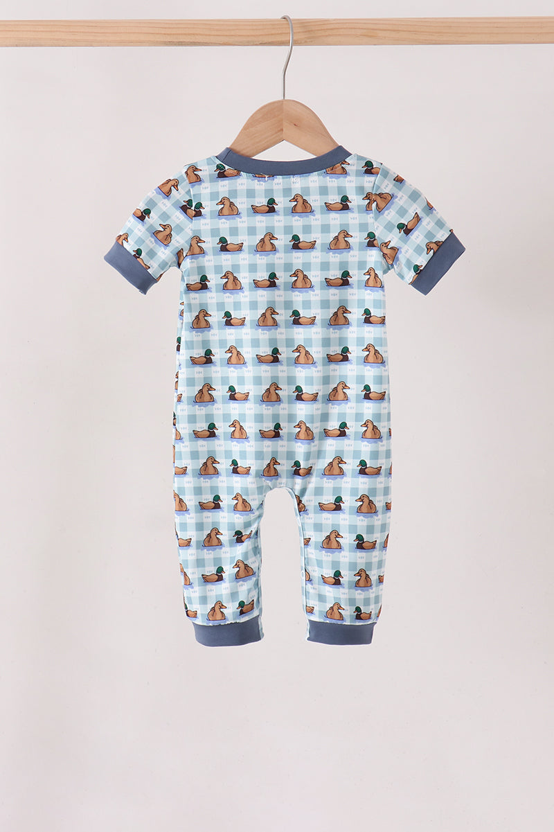 Mallard duck embroidery romper