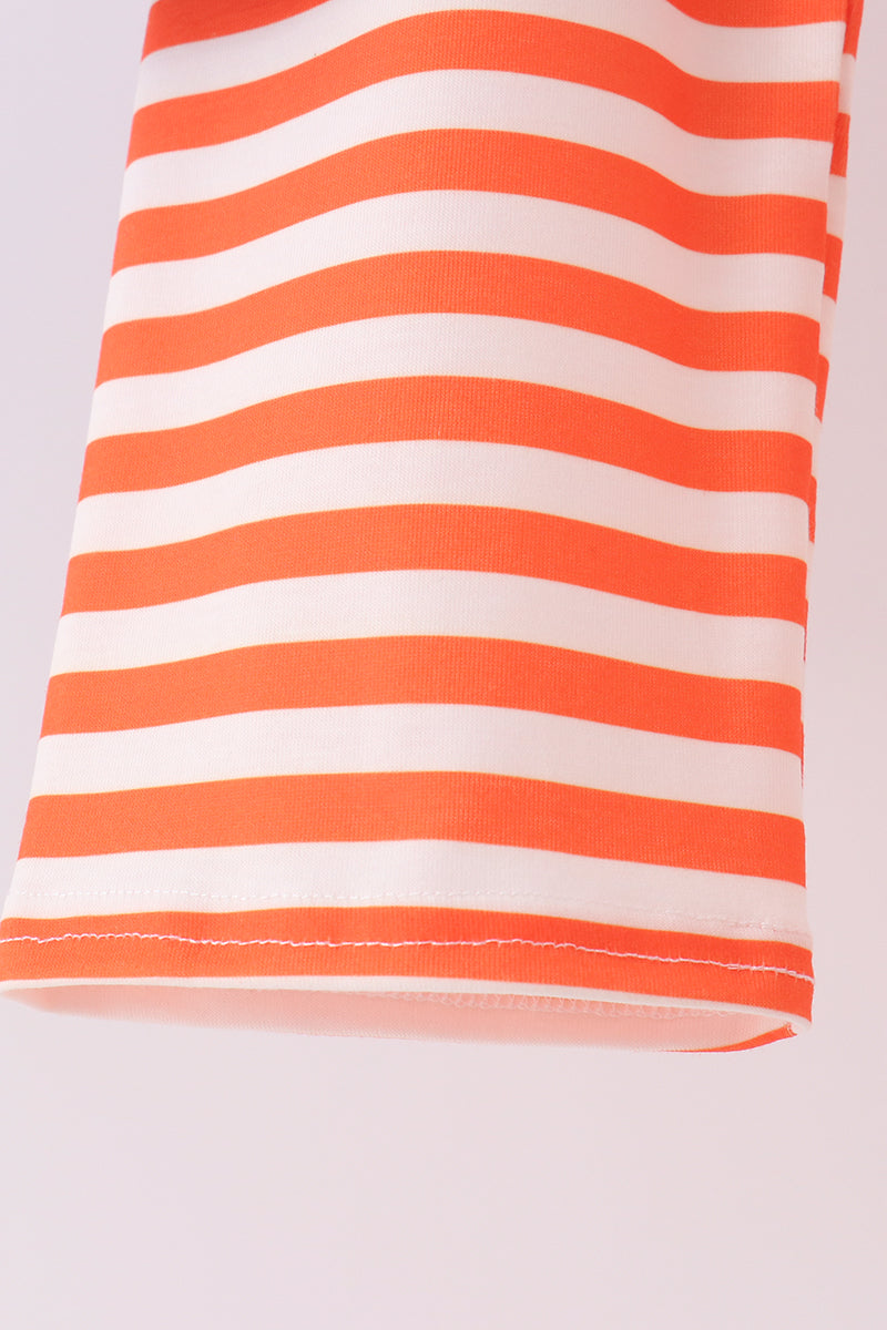 Pumpkin applique stripe pants set
