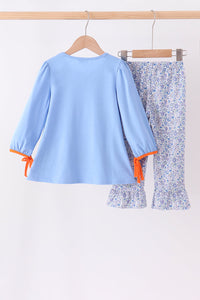 Pumpkin applique ruffle pants set