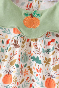 Pumpkin embroidery leaves bloomer set