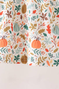 Pumpkin embroidery leaves bloomer set