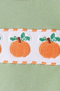 Pumpkin embroidery gingham pants set